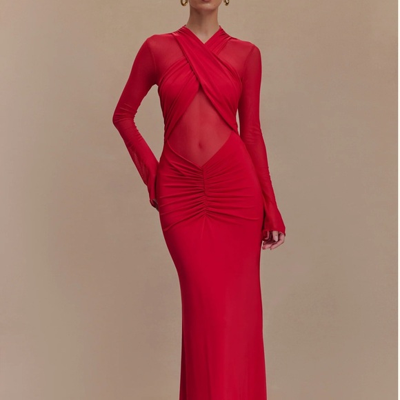 Meshki Vibrant Red Long Sleeve Dress - Picture 1 of 4
